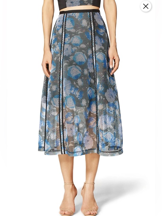 Sachin + Babi Dresses & Skirts - Noir Sachin + Babi Blue Black Gray florals Layered Mesh paneled Midi Skirt 6